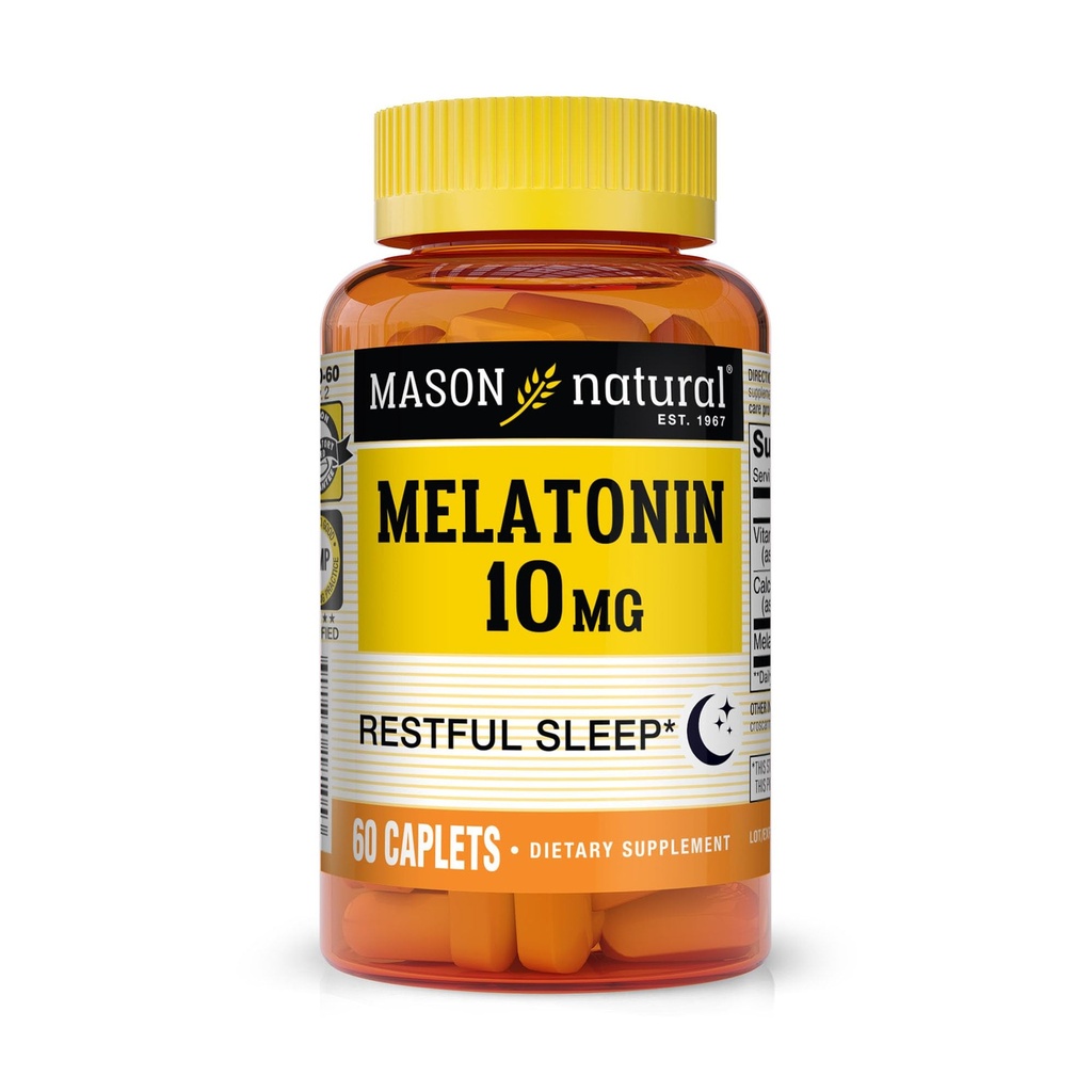 MASON NATURAL Mélatonine 3 mg avec B6 et calcium, aide naturelle au sommeil, soutient le sommeil reposant, 60 comprimés