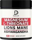 Supplément de magnésium L-Thréonate avec la Mane de Lions et la racine d'Ashwagandha - 1000Mg par service pour 60 Count Supply - Advanced Formula Support