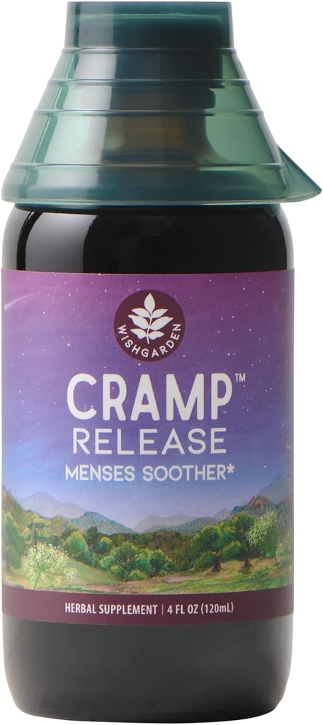 WishGarden Herbs Cramp Release - Natural Herbal Menstrual Cramp Relief Supplement with Cramp Bark, Fast-Activing Tecture Soothes Période Crampes, soutient un cycle hormonal sain, l'humeur et la relaxation, 4oz