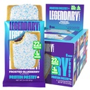 Aliments légendaires 22g Pâtisserie protéinée+ Blueberry givré, barre de remplacement de repas à faible teneur en glucides - Snacks Protien sans gluten à faible glycémie - Boîte à snack kéto santé 8 Barres d'énergie de sucre zéro - diabétique amical