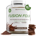 Fusion Four Poudre de protéines végétaliennes - 21g Poudre de protéines végétales - Sans gluten, sans lait et sans soja, protéines de pois avec BCAA - Chocolat aromatisé - 5lbs