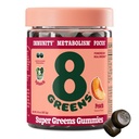 8Greens Supergreens Gummies Super Greens Poudre Superfood Gummy pour le métabolisme, l'immunité et le focus, enzymes de santé digestive, biologique: Chlorella, Spiruline, Aloe Vera, Peach Flavor, 50 Comte