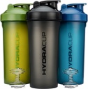 Hydra Cup [3 Pack] 45 Bouteilles de Shaker d'Once pour les shakes de protéines, Bouteilles de Shaker Jumbo avec fouet à bille, Bouteille extra grande avec poignée (couleurs foncées)