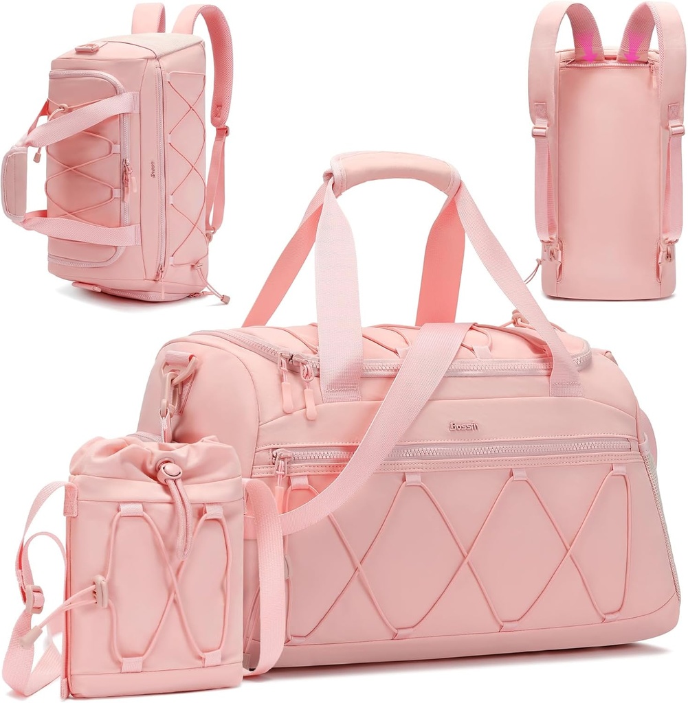Pink Women's 40L Gym Duffel with Shoe Compartiment - Porter sur le week-end sac de nuit - article personnel Travel Workout Tote