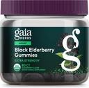 Gaia Herbs Black Elderberry (Sambucus Nigra) Gommies Extra Strength - Delicious Immune Support Supplément - Fabriqué avec des mûres noires certifiées biologiques pour le système immunitaire Support - 80 Gommies