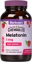 Bluebonnet Nutrition EarthSweet Melatonin 1 mg à action rapide Dissolve la nuit relaxation et repos de sommeil - Aide au sommeil - Sans gluten, végétalien - Arôme framboise - 120 comprimés à croquer