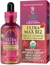 USDA Organic Ultra Max B12.00mcg Superdose 7500mcg Vitamine B12 gouttes liquides B12 comme méthylcobalamine... Max 98% Taux d'absorption....