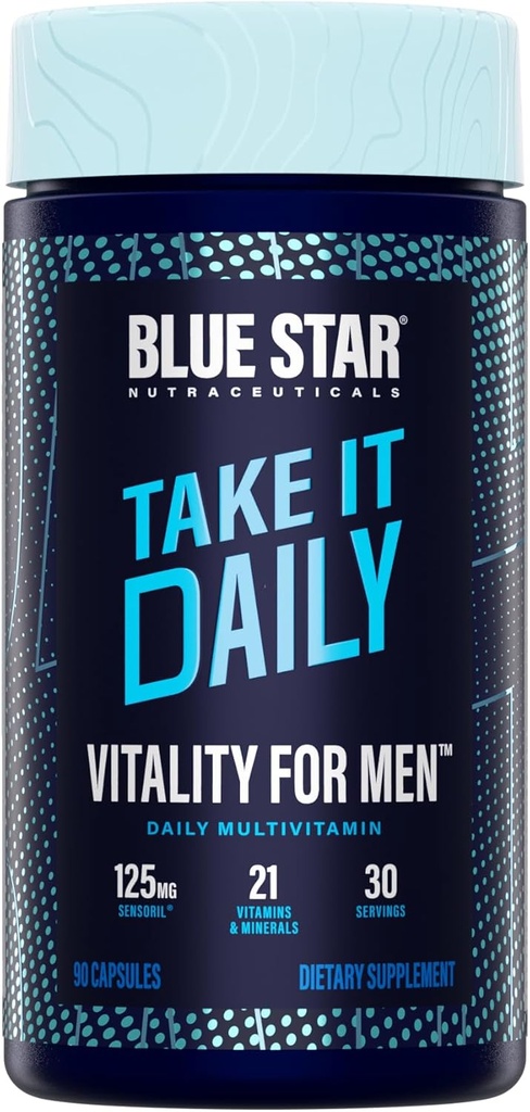 Blue Star Nutraceuticals Vitalité pour les hommes - Multivitamines et formules minérales pour les hommes qui s'entraînent, avec Ashwagandha et B-Vitamines - Energy You - 90 Capsules de Veggie