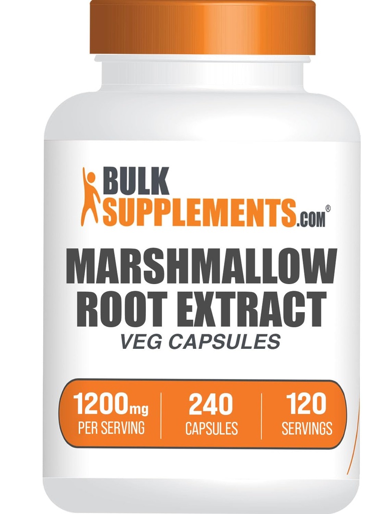 BulkSupplements.com Capsules d'extrait de racine de marshmallow - Supplément à base de plantes, Marhmallow Root 1200mg - Sans gluten, 2 capsules par portion, 240 Nombre (paquet de 1)