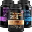MEDCHOICE Turmeric & Ginger (120ct), Sleep Melatonin (90ct), and Nootropic Brain (60ct) Supplement Bundle - Wellness Trio for Brain, Sleep, & Immune Support - Vegan, Non-GMO, Gluten-Free