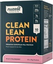 Nuzest - Poudre de protéines de pois - Protéines propres, Poudre de protéines à base de plantes végétales premium, Sans lait, Sans gluten, Sans OGM, Agrouillage de protéines, Fraise sauvage, 0,9 oz, (paquet de 10)