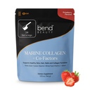 Bend Beauté Marine Collagène + Co-Facteurs , Poudre de collagène aromatisée aux fraises , Supplément de collagène hydrolysé , Peptides de collagène de poisson + Silicone + Vitamine C , soutient la peau, les cheveux et les ongles sains