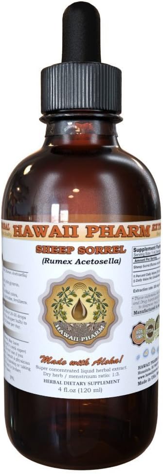 Extrait liquide de Sorrel de moutons HawaiiPharm, Sorrel de moutons organiques (Rumex acetosella) Teinture, supplément à base de plantes, Fabriqué aux États-Unis, 2 fl.oz