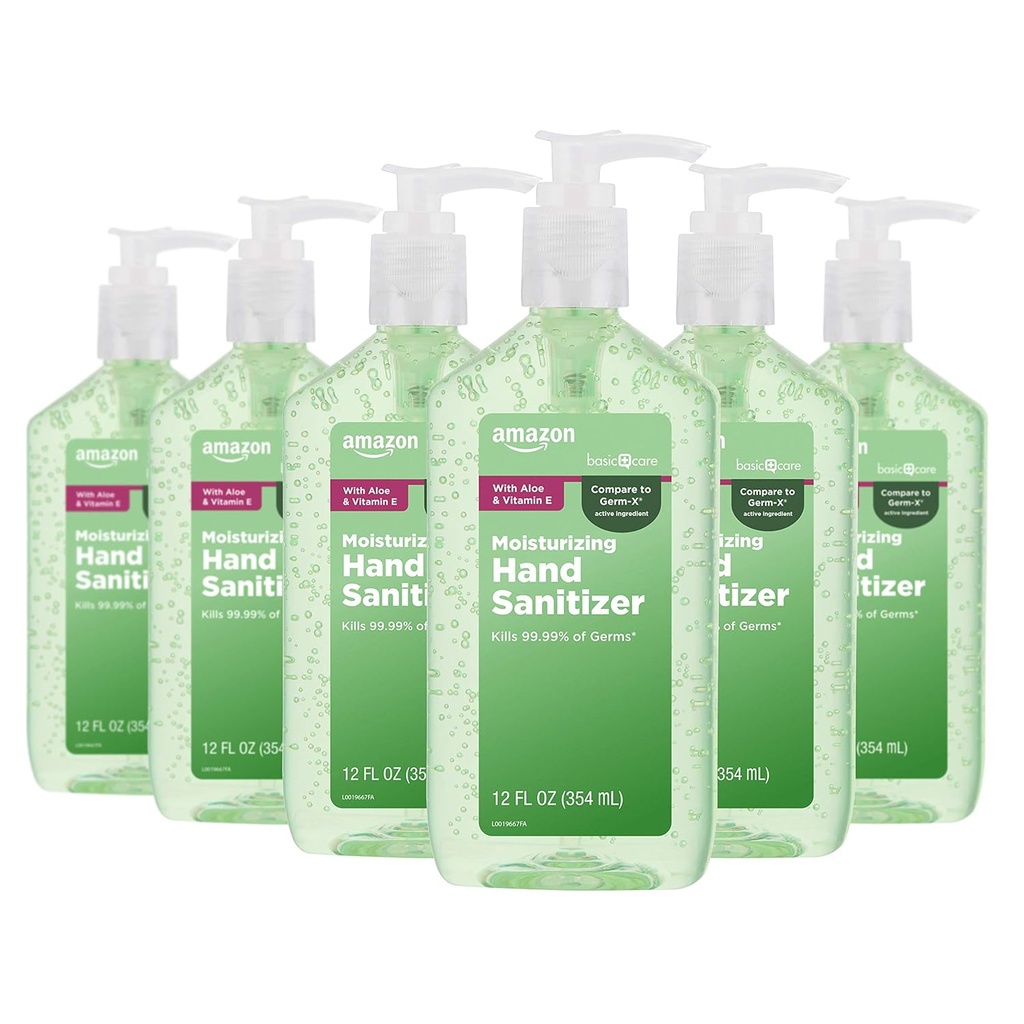 Amazon Basic Care - Aloe Vera Hand Sanitizer 62%, 12 fl oz (paquet de 6)