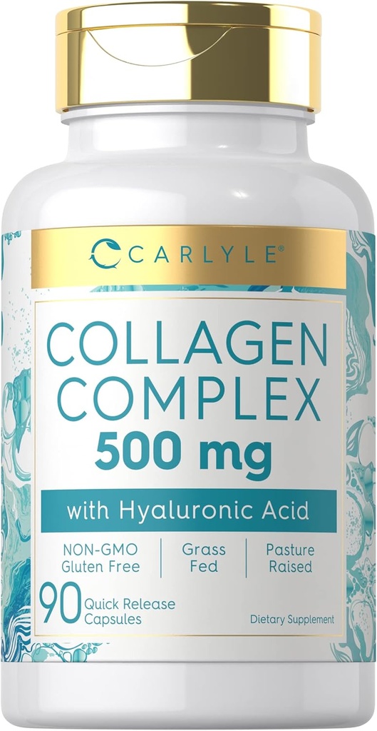 Pilules de collagène de Carlyle avec acide hyaluronique 500mg.90 Capsules.