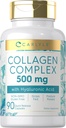 Pilules de collagène de Carlyle avec acide hyaluronique 500mg.90 Capsules.