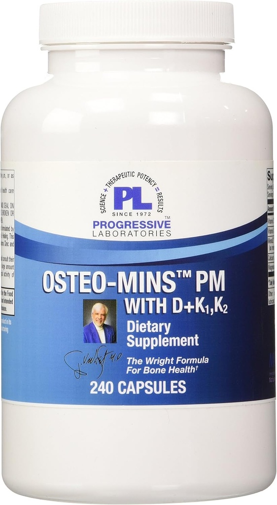 Laboratoires progressifs Osteo-Mins PM avec D Plus K1 et K2 Supplément, 240 Compte
