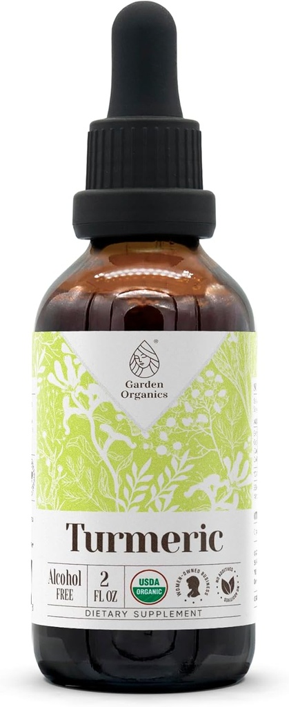 Turmeric USDA Extrait sans alcool biologique , supplément alimentaire, teinture haute puissance , naturel certifié curmeric (Curcuma Longa) racine séchée (2 oz)