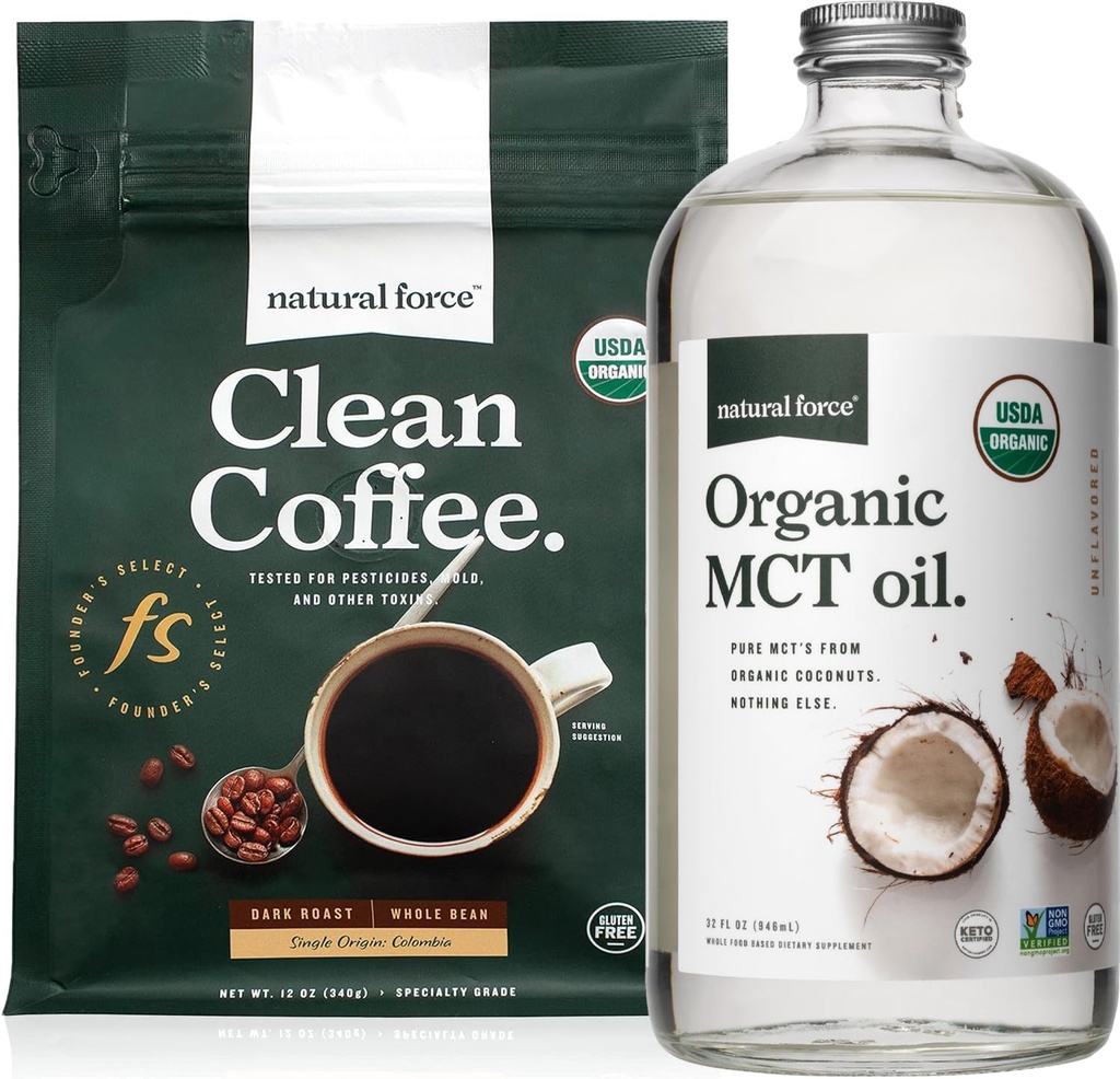 Mélange d'huile de MCT biologique – 100% de noix de coco pures MCT et sans moisissure et mycotoxine sans café – non-OGM, kéto, paléo et végétalien - 12 Oz et 32 Oz