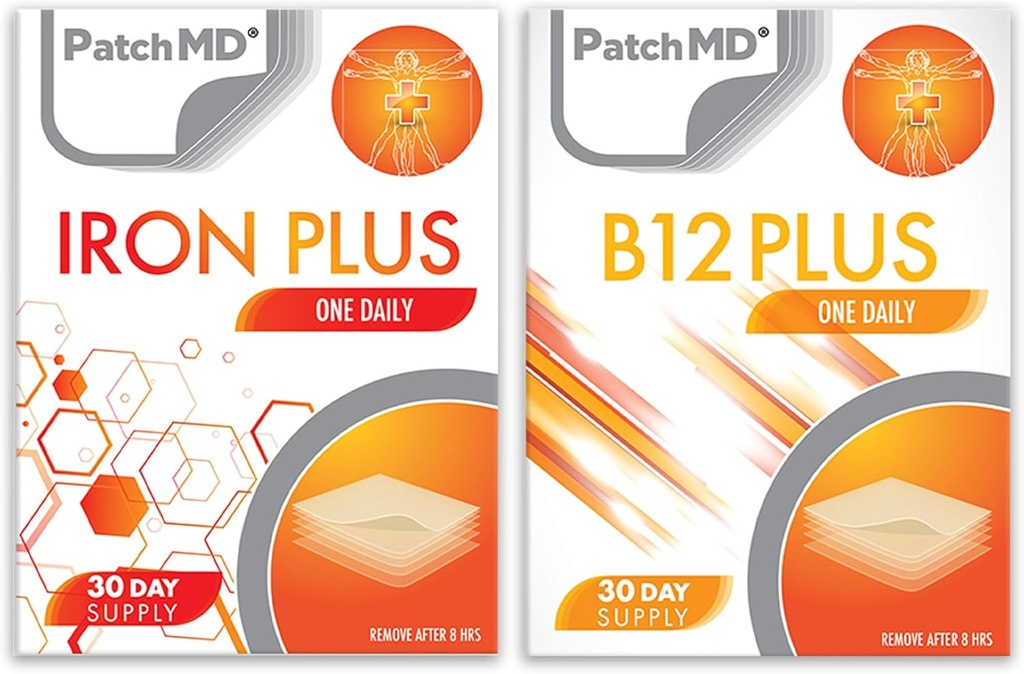 Iron Plus & B12 Plus Topical Patch Bundle - 30 Days Supply