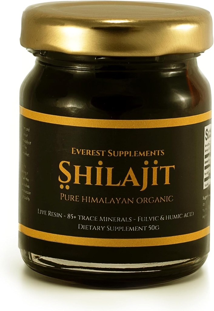 Shilajit Pure Himalayan Organic Shilajit Resin - Shilajit pour hommes - Gold Grade 500 mg Potence maximale - 85 Trace Minerals & Fulvic and Humic Acid for Energy Imune Support, 30 Grams (50 Grams)