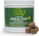 Allergie & Démangeaison pour les chiens – Peau & Coat Soft Chews w/Omega-3, Huile de poisson, Biotine, Collagène – Réduit la couverture, favorise la peau saine et la fourrure brillante – 60ct