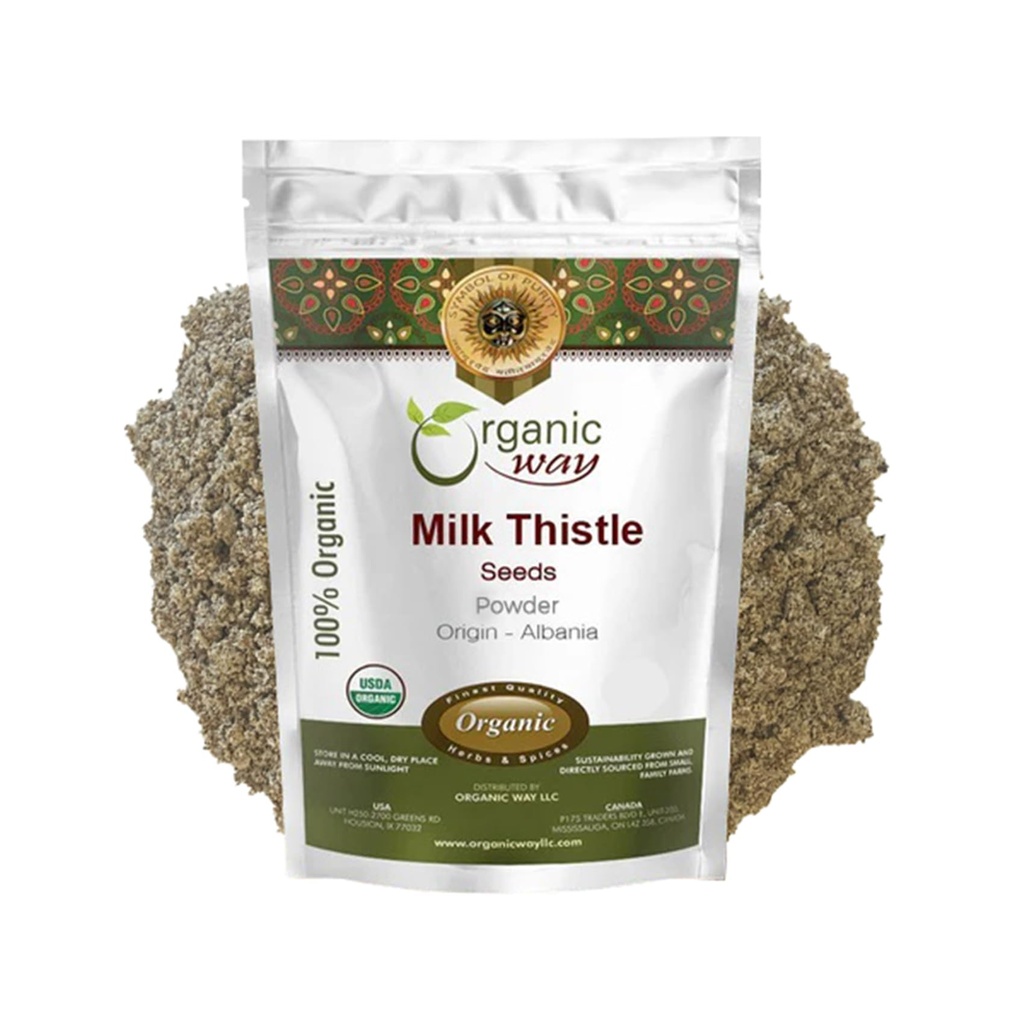 Bio Way Lait Graines de Thistle Poudre (Silybum Marianum) - Herbal Tea (European Wild-Harvest) Organic & Kosher Certified (Organic & Kosher Certified) Non OGM & sans gluten (USDA Certified) Origine - Albanie 2 Oz (Pack of 1)