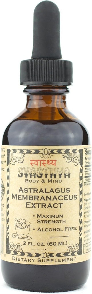 SVASTHYA BODY & MIND Astragalus Membranaceus Extrait liquide - Boosts Système immunitaire et clarté mentale, guérison naturelle et soulagement du stress, fabriqué aux États-Unis, GMP, 2 oz