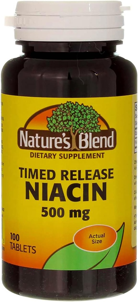 Nature's Blend Niacin Timed Release Tablets, 500 mg, 100 Ct (2 Pack)