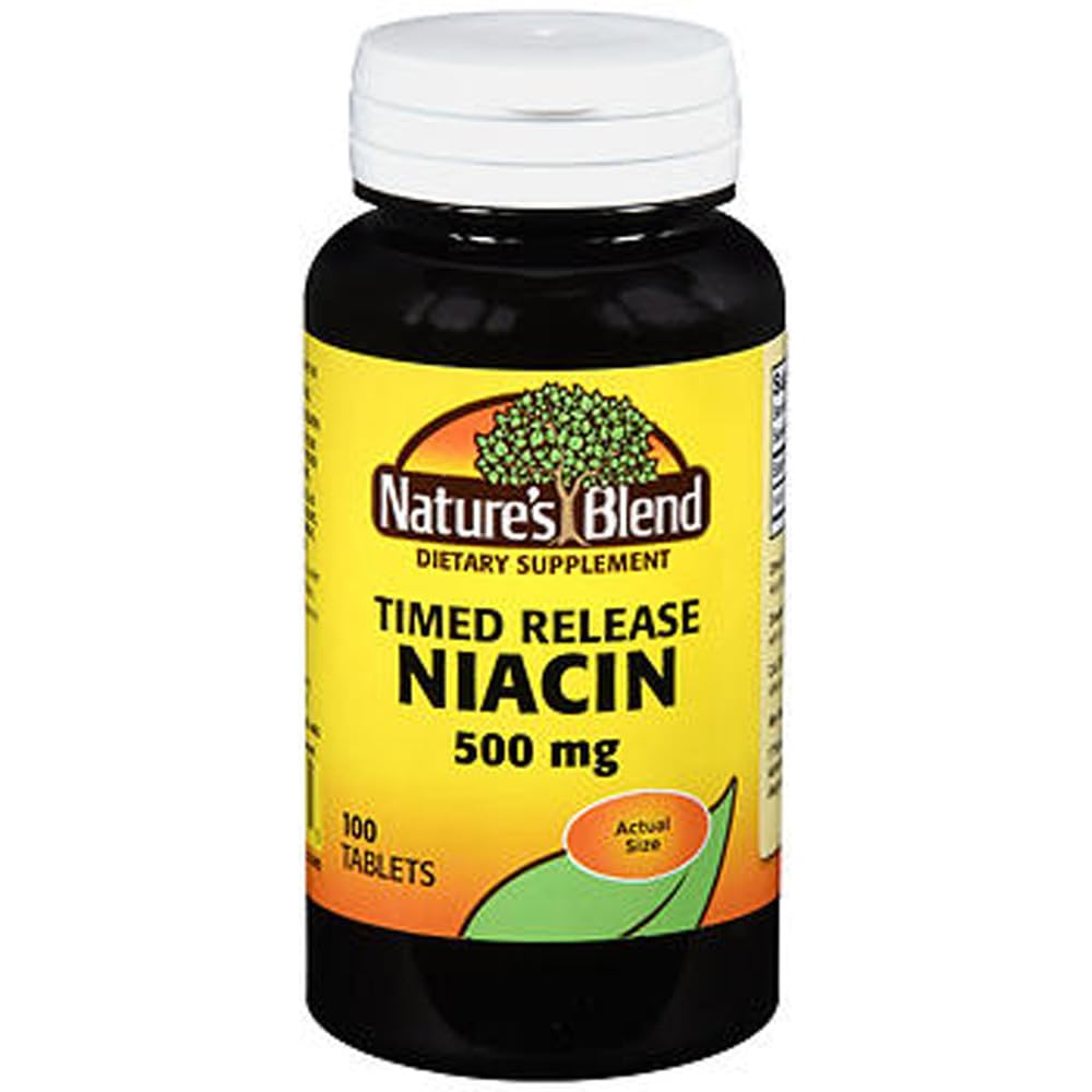 Nature's Blend Niacin Timed Release Tablets, 500 mg, 100 Ct (2 Pack)