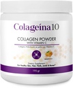 Colageina 10 Poudre de collagène hydrolysée avec vitamine C (195 gr) - Arôme orange - Supplément alimentaire anti-âge pour une peau, des cheveux, des ongles, des articulations et des os sains