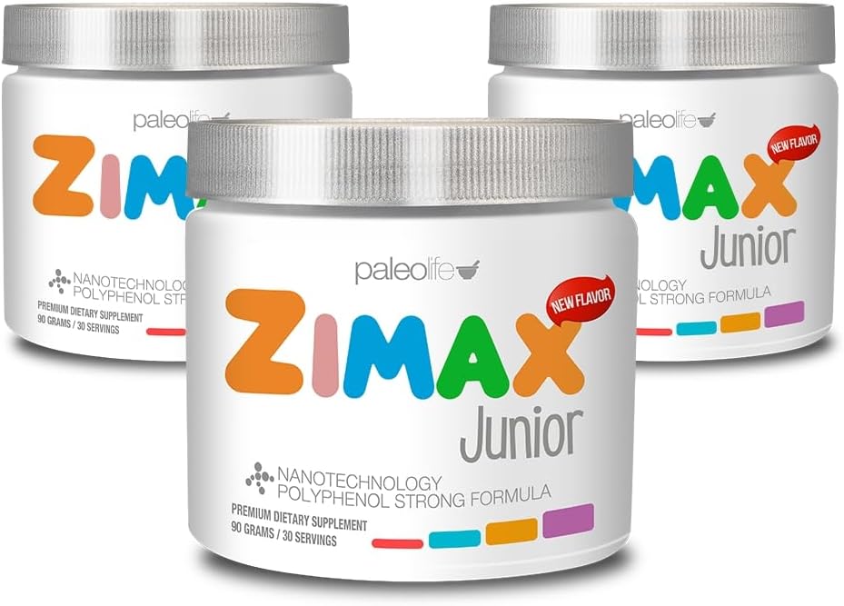 ZIMAX Junior Super ANTIOXIDANT pour les enfants et les adolescents entre 4 et 16 ans - 100% naturel avec vitamine c, magnésium et vitamine d3 - Curcumine haute absorption, gingembre + minéraux