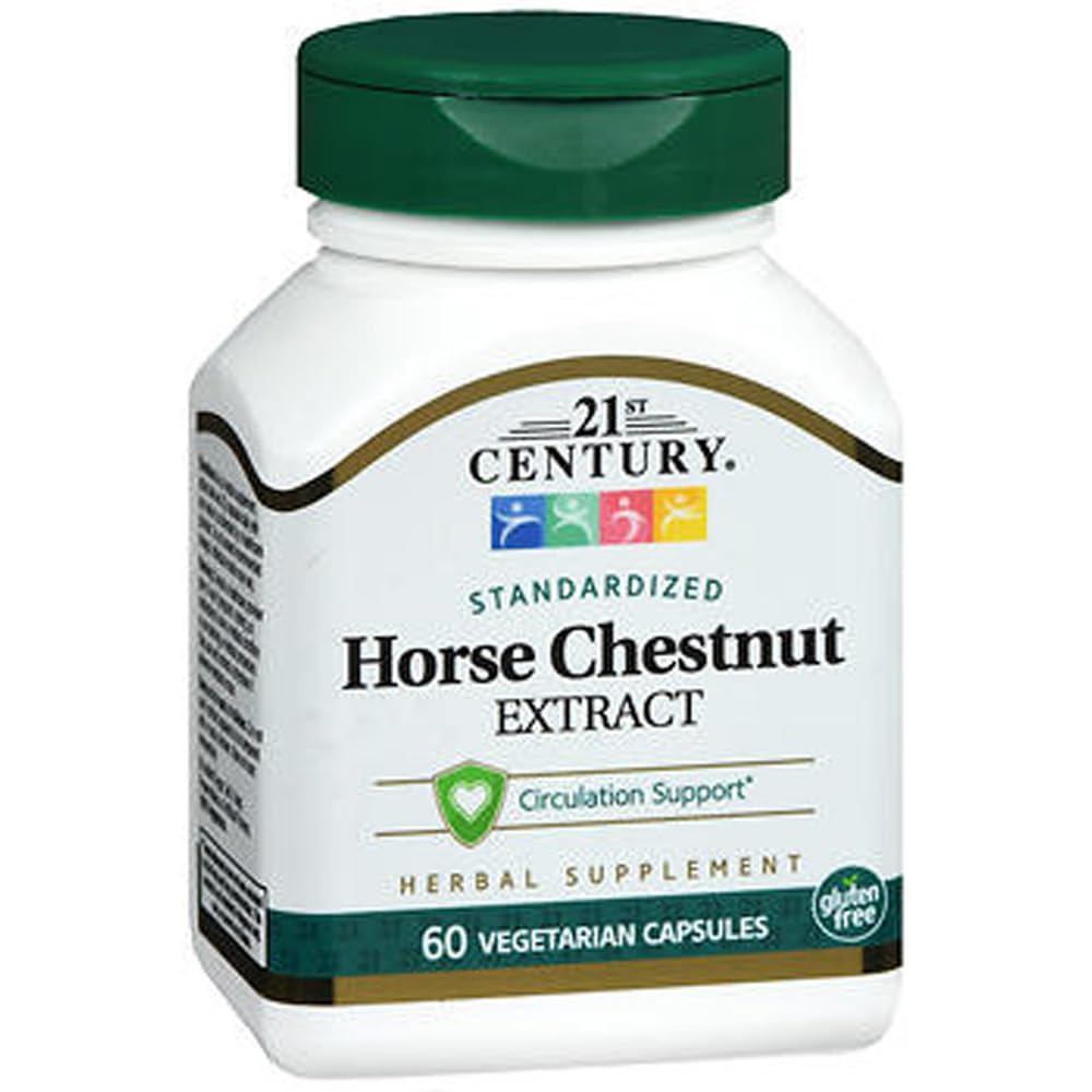 Extrait de graines de châtaigne de cheval du 21e siècle Capsules végétariennes - 60 ct, boîte de 2