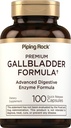 Piping Rock Gallbladder Supplément de 100 capsules Formule complète d'enzyme digestive avancée pour les hommes et les femmes