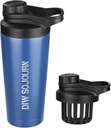 Bouteille de shaker DIW 24 oz,Bouteille de mélange en acier inoxydable au design sans bruit,Bouteille de shaker en métal isolant pour les mélanges de protéines et préentraînement,Gym Cup Shaker (bleu de navy)