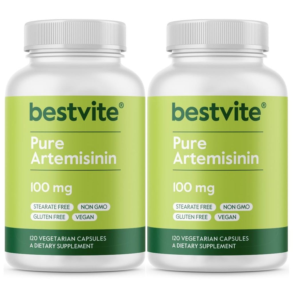 BESTVITE Artemisinin 100 mg (240 capsules végétariennes) (2 boîtes) - Pas de stéarate - Pas d'agents de débit - Vegan - Sans gluten - Non OGM