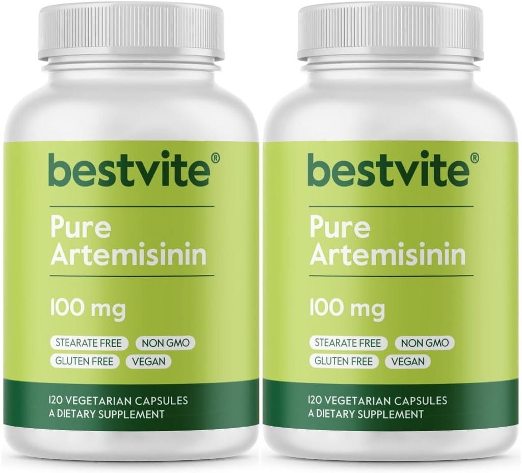BESTVITE Artemisinin 100 mg (240 capsules végétariennes) (2 boîtes) - Pas de stéarate - Pas d'agents de débit - Vegan - Sans gluten - Non OGM