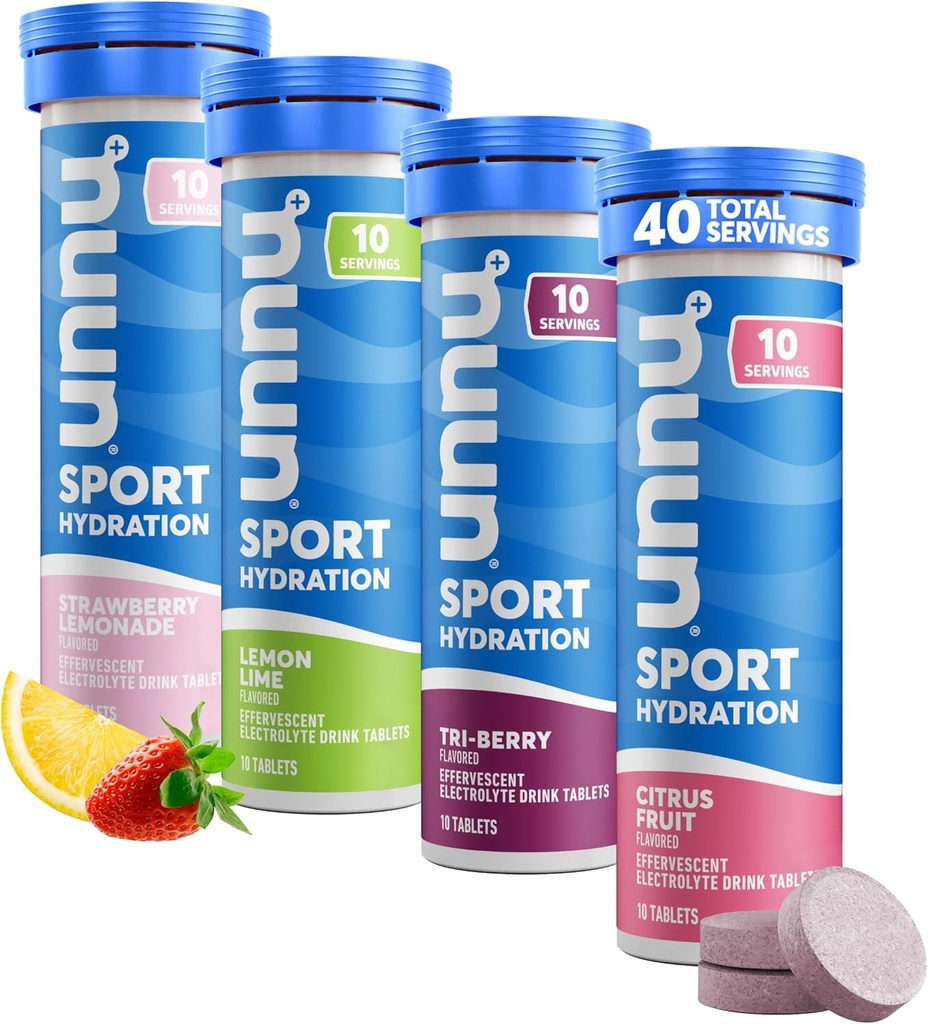 Nuun Sport Electrolyte Tablets for Proactive Hydration, Mixed Flavors, 4 Pack (40 Servings)