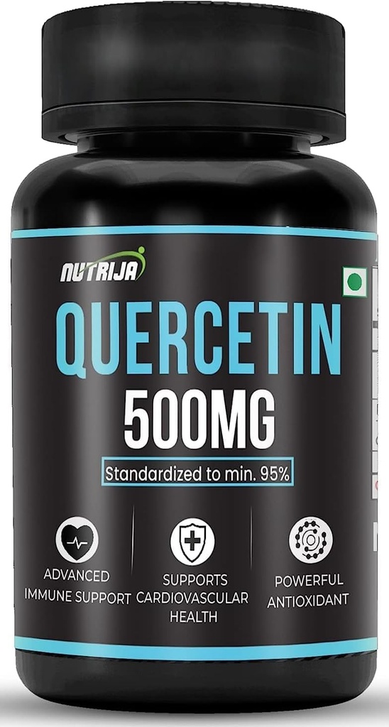 Quercetin 500mg Capsules - Standardisé à 95 % , Supplément hautement purifié et biodisponible , Bio-flavonoïdes naturels et puissants anti-oxydants (30 capsules)