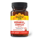 Country Life® Vegan K2-500 mcg, 60 Ct. Comprimés à croquer. Saveur de fraise - Sans gluten certifié - Vegan certifié par AVA – pour soutenir la santé des os