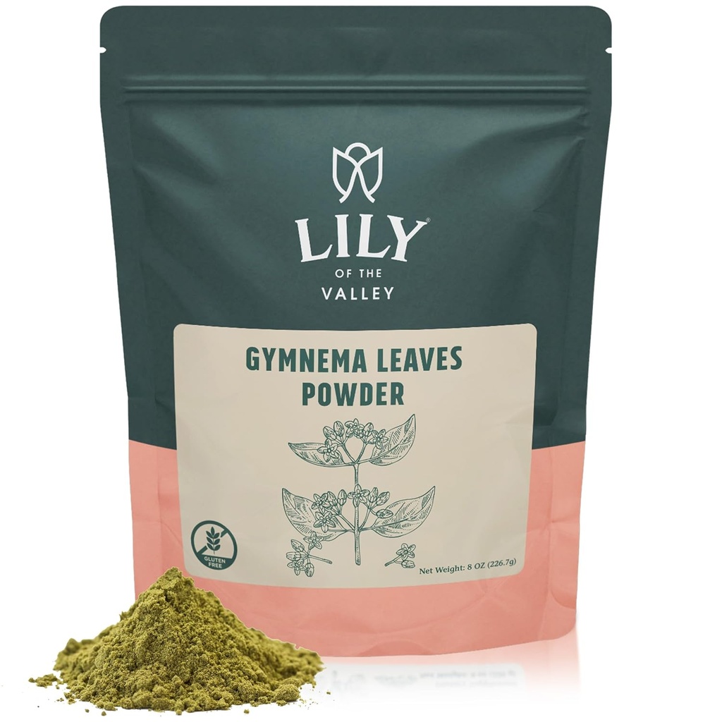 LILY OF THE VALLEY Gymnema Sylvestre Leaf Powder - Herbal Gurmar Powder - Vegan & Gluten-Free - Emballé dans une poche refermable (8oz, 226g)