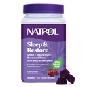 Natrol Sommeil + Restaurer Magnésium Glycinate Mélange Gommies avec Mélatonine 5mg - Magnésium Calme avec GABA, Mélange botanique, Saveur de cerise, 60 Gommies