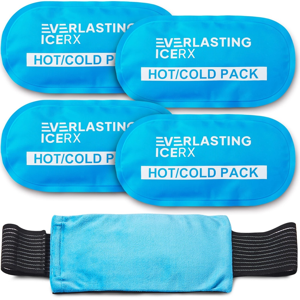 Paquet de glace en gel chaud et froid réutilisable (4 paquets) pour blessures - réglable et flexible pour les genoux, le dos, les épaules, les bras et les jambes - réutilisable