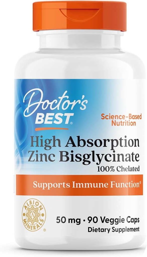 Le meilleur haut taux d'absorption de Zinc Bisglycinate 50mg haute puissance pour améliorer le système immunitaire Antioxydant VC, 90 Compte