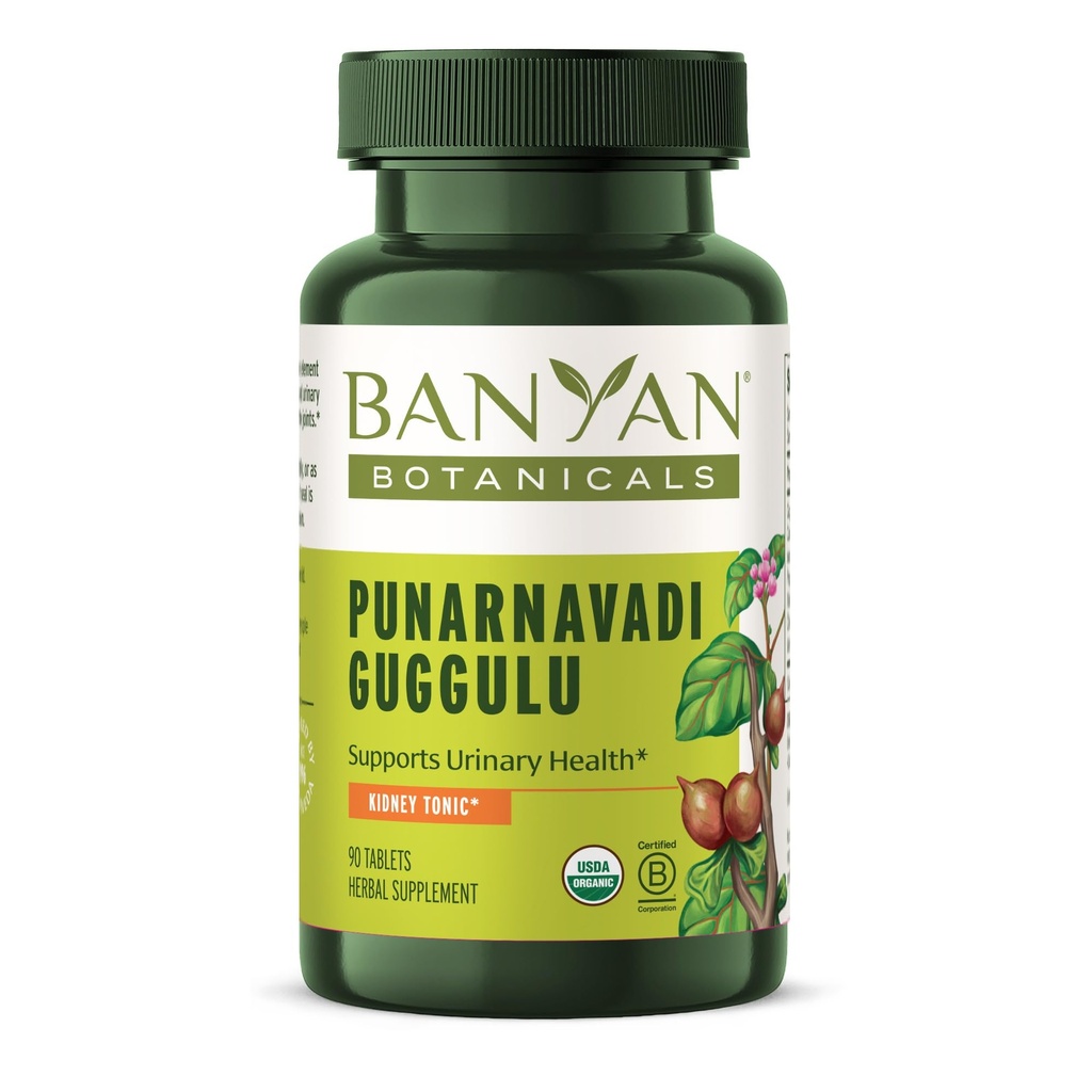 Banyan Botanicals Organic Punarnavadi Guggulu Comprimés – Supplément articulaire organique – Soutient la fonction saine des reins et du système urinaire* – 90 Comprimés – Vegan non-OGM d'origine durable*