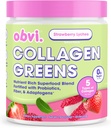 Obvi Collagen Greens.Organic Greens Superfood Powder with Collagen Peptides. Probiotiques pour la santé, la peau, les cheveux, les ongles.