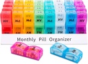 ASprink Monthly Pill Organizer 2 fois par jour, 30 jours et un mois Pill Box AM PM, 31 jours Pill Case Petits compartiments pour contenir des vitamines, Travel Medicine Organizer, 31 jours Pill Organizer Deux fois par jour