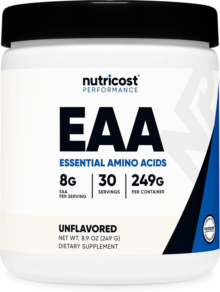 Nutricot poudre EAA 30 portions (non aromatisées) - acides aminés essentiels - non-OGM, sans gluten, respectueux des végétaux