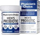 Choix du médecin Probiotiques pour les hommes - 70 milliards UFC - 8 souches - avec/sélénium et prébiotiques organiques - soutient la santé digestive, le microbiome, le colon et la santé immunitaire - Probiotique masculin avancé - 30ct