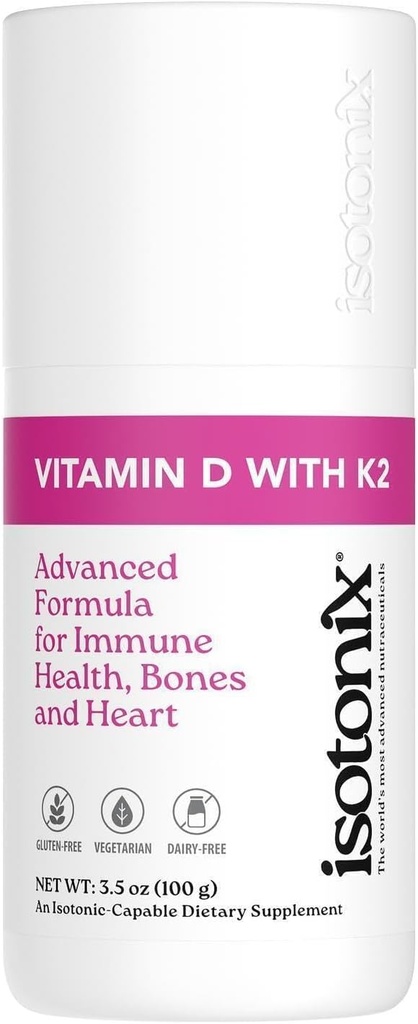 Isotonix Vitamine D avec K2, favorise la densité minérale osseuse normale, favorise les artères saines, aide à maintenir la santé osseuse, soutient la santé immunitaire, l'Amérique du marché (30 services)